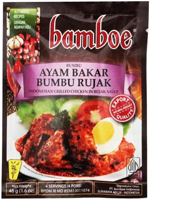 bamboe BUMBU RUJAK バンブー ブンブルジャックの素(チキンピリ辛炒めソース) 46g (1袋3~4人前) インドネシア料理 HALAL認証