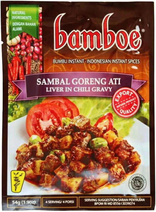 bamboe SAMBAL GORENG ATI バンブー サンバルゴレンアティの素(チリソース炒め料理の素) 54g (1袋3~4人前) インドネシア料理 HALAL認証