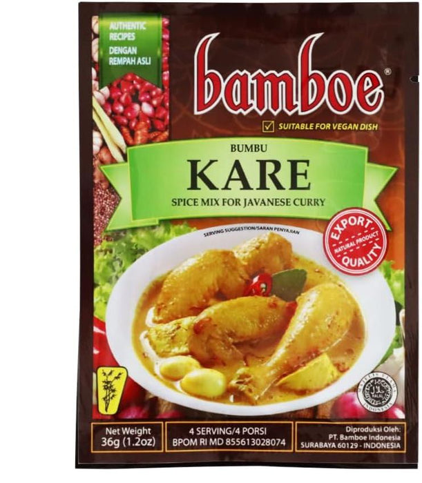 bamboe KARE バンブー ジャワカレーの素(ジャワ風ココナッツカレーの素) 36g (1袋3~4人前) インドネシア料理 HALAL認証