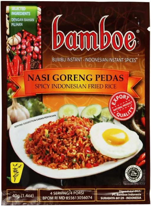 bamboe NASI GORENG PEDAS バンブー ナシゴレンプダスの素(激辛チャーハンの素) 40g (1袋3~4人前) インドネシア料理 HALAL認証