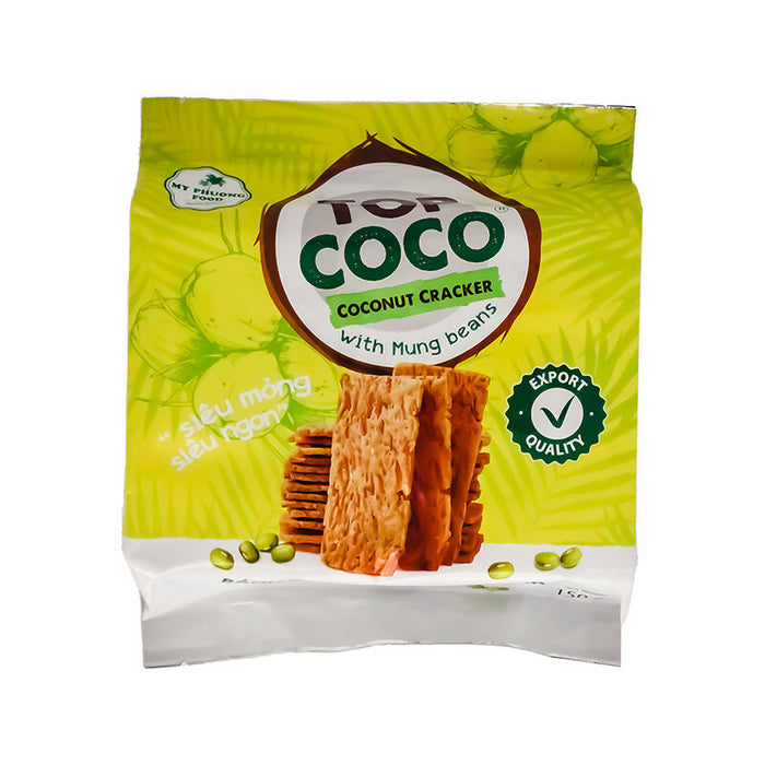 BANH DUA NUONG TOP COCO ココナッツクラッカー 緑豆入り 150g グルテンフリー 遺伝子組み換え無し 保存料無し ノンコレステロール