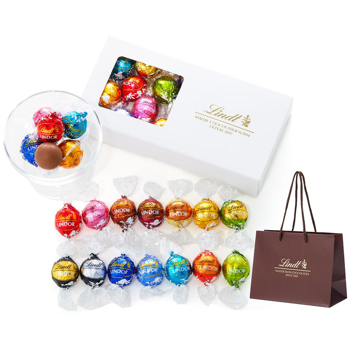 リンツ Lindt チョコレート リンドール テイスティングセット ピック&ミックス 15種18個入 推し活 敬老の日 ギフト 手提げ袋付き ショッピングバッグS付