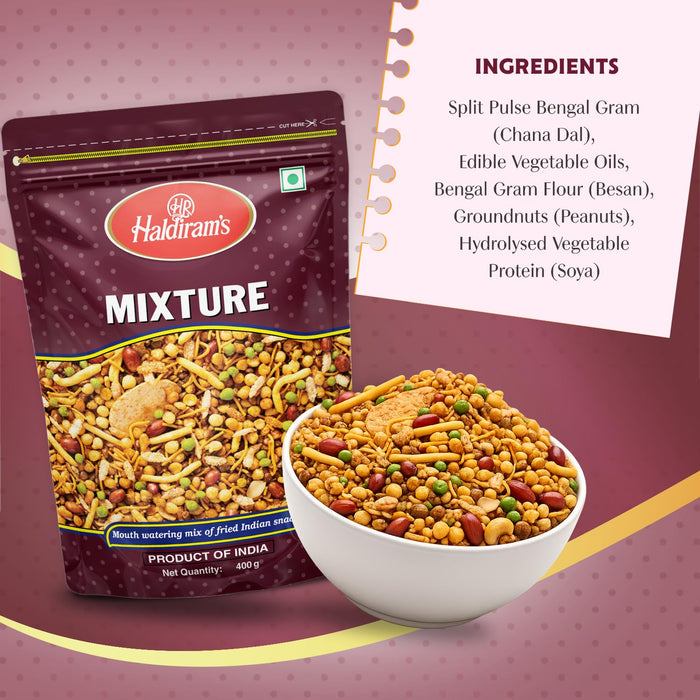 Haldiram ミクスチャ―(豆、ナッツがたっぷり混ざったピリ辛スナック) 150g